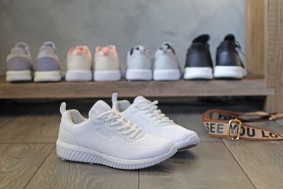 PoleCat Credo Iowa Sneaker Dam / Vit tygsko fotriktig urtagbar sula komfort