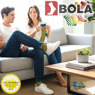 Bola merino ull med Lös Resår gula blåa rand bekväm ömma tår mjuk varm