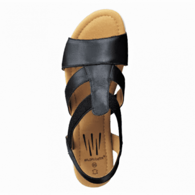 Wildflower Fiona / Black dam elastisk repklädd sula sommar läder textil remmar